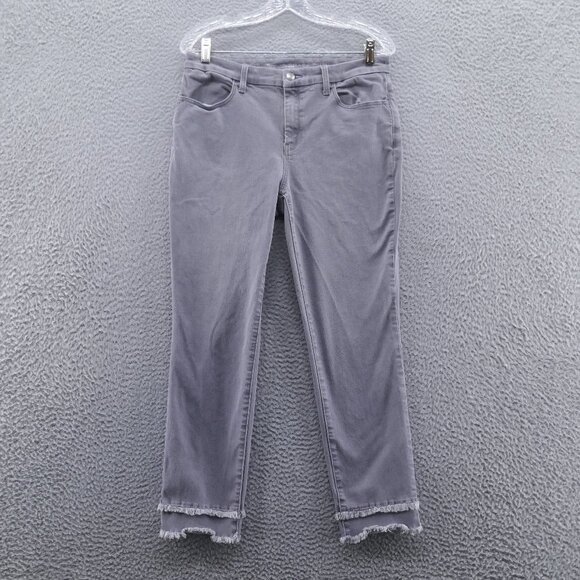 Chicos‎ Womens Perfect Stretch Slim Leg Jeans 0.5 Size 6 Gray Raw Hem Stretch - Picture 1 of 15